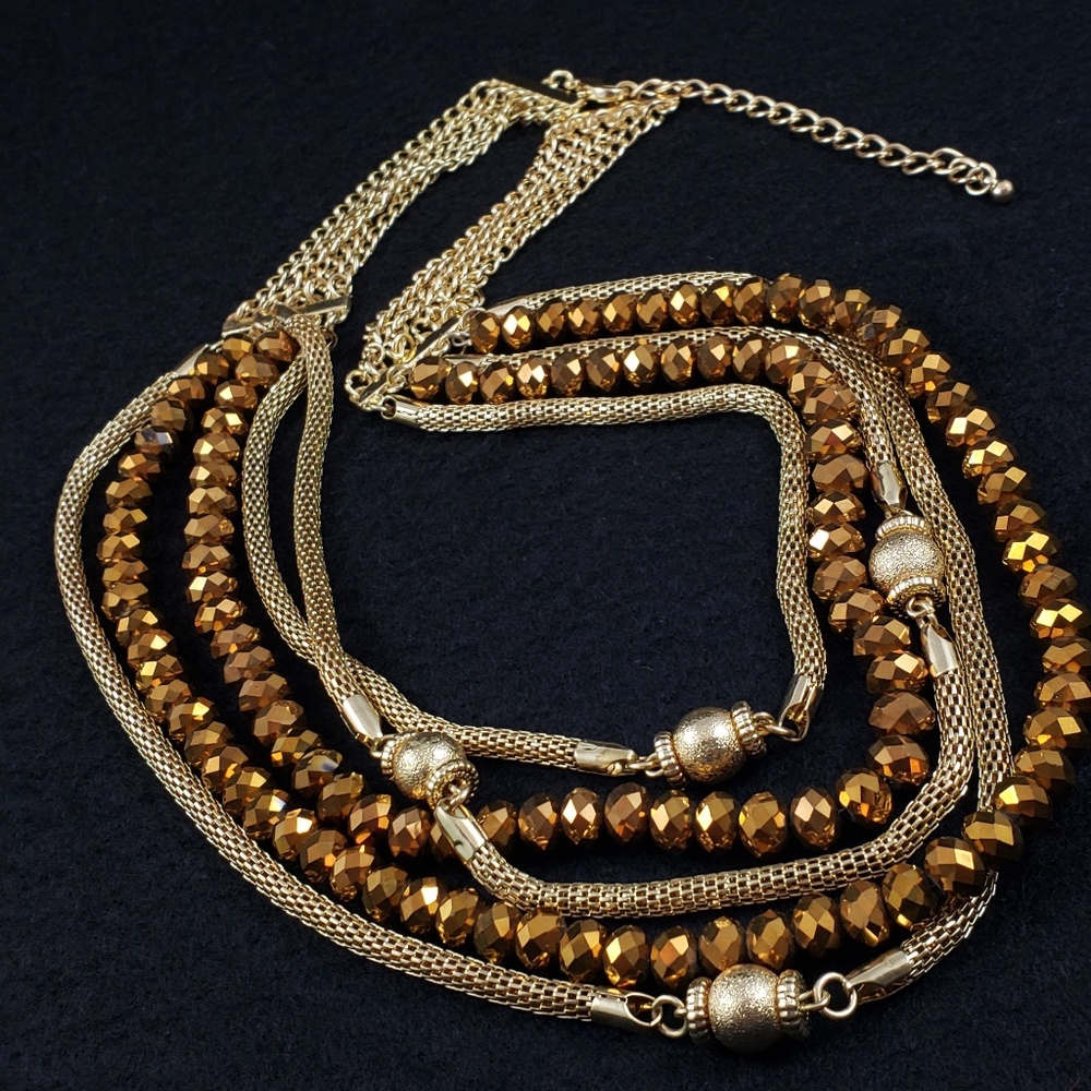 Statement Necklace Multi Strand Crystal Beads - Picture 5 of 8